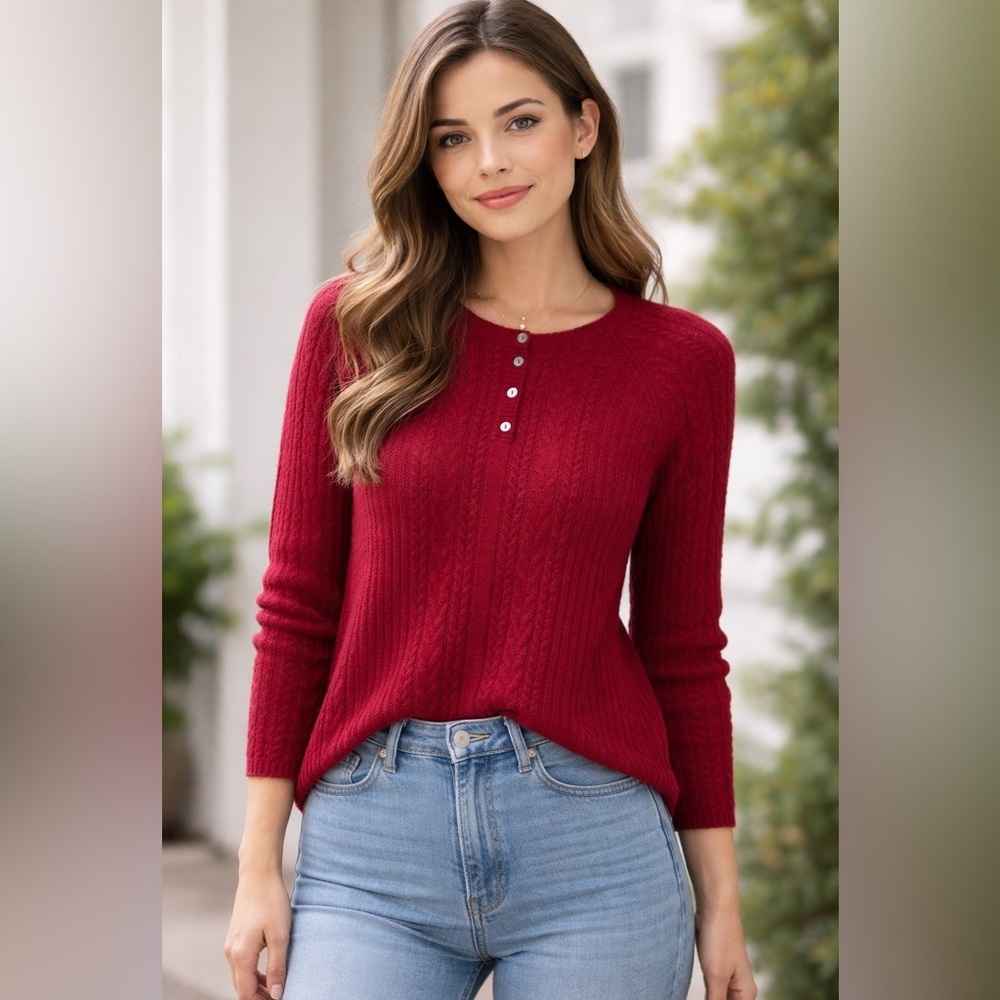 Only Mine 100% Cashmere Cable Knit Sweater L